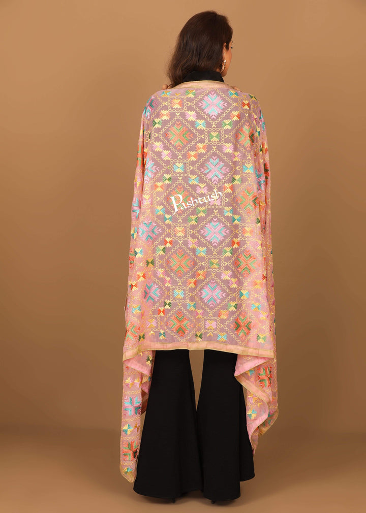 Pashtush Shawl Store Dupatta Pashtush Womens Chiffon Dupatta with Multicoloured Embroidery, Phulkari