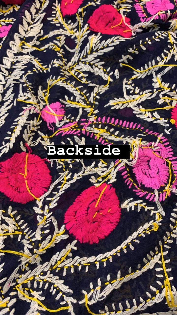 Pashtush Womens Dupatta, 100% Hand Embroidered Needlework Work, Free Size, Multi-Coloured