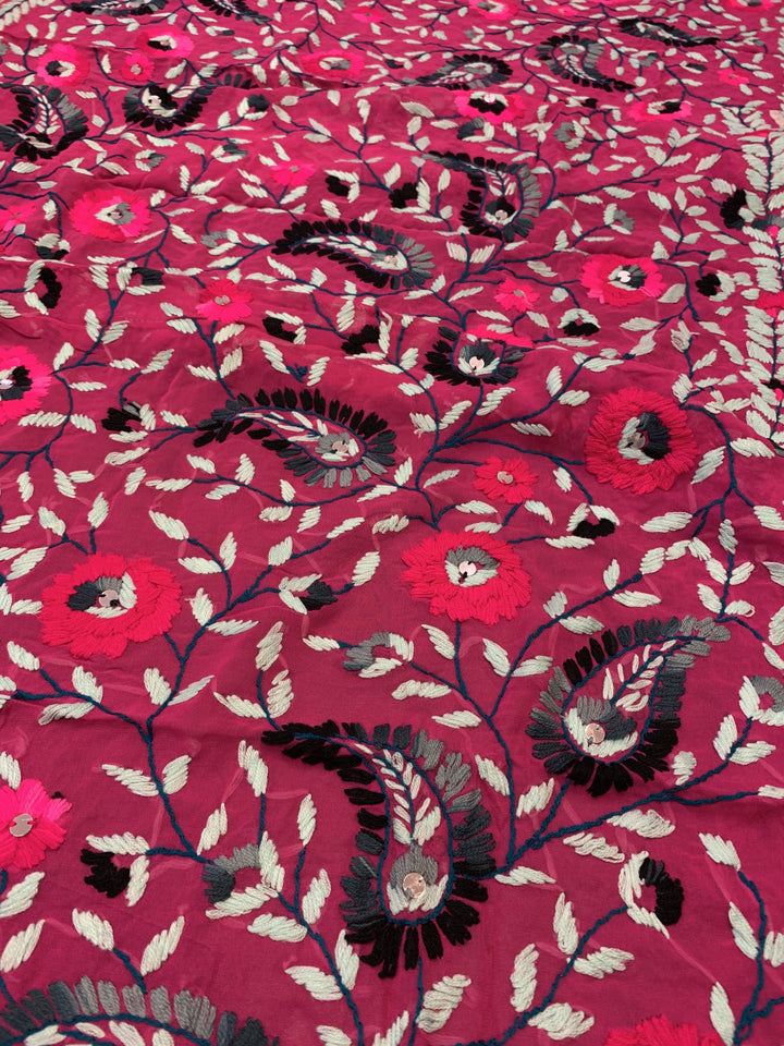 Pashtush Womens Dupatta, 100% Hand Embroidered Needlework Work, Free Size, Multi-Coloured