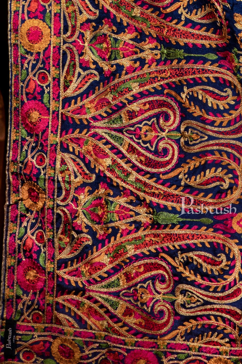 Pashtush India Womens Dupatta Pashtush Womens Dupatta, Bridal Collection, With Silky Embroidery, Deep Blue