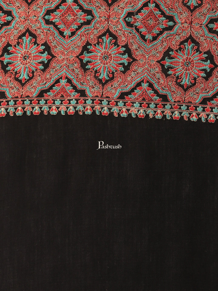 Pashtush India Womens Shawls Pashtush Womens Embroidery Shawl, Black