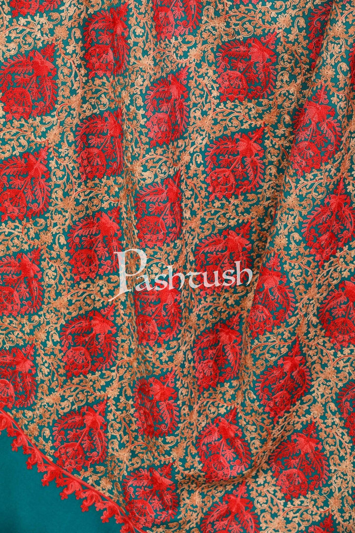 Pashtush Shawl Store Shawl Pashtush Womens Embroidery Shawl, Silky Thread work - Faux Pashmina