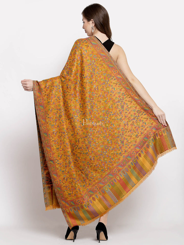 Pashtush India Womens Shawls Pashtush Womens Ethnic Shawl, Faux Pashmina, Soft And Warm, Mustard