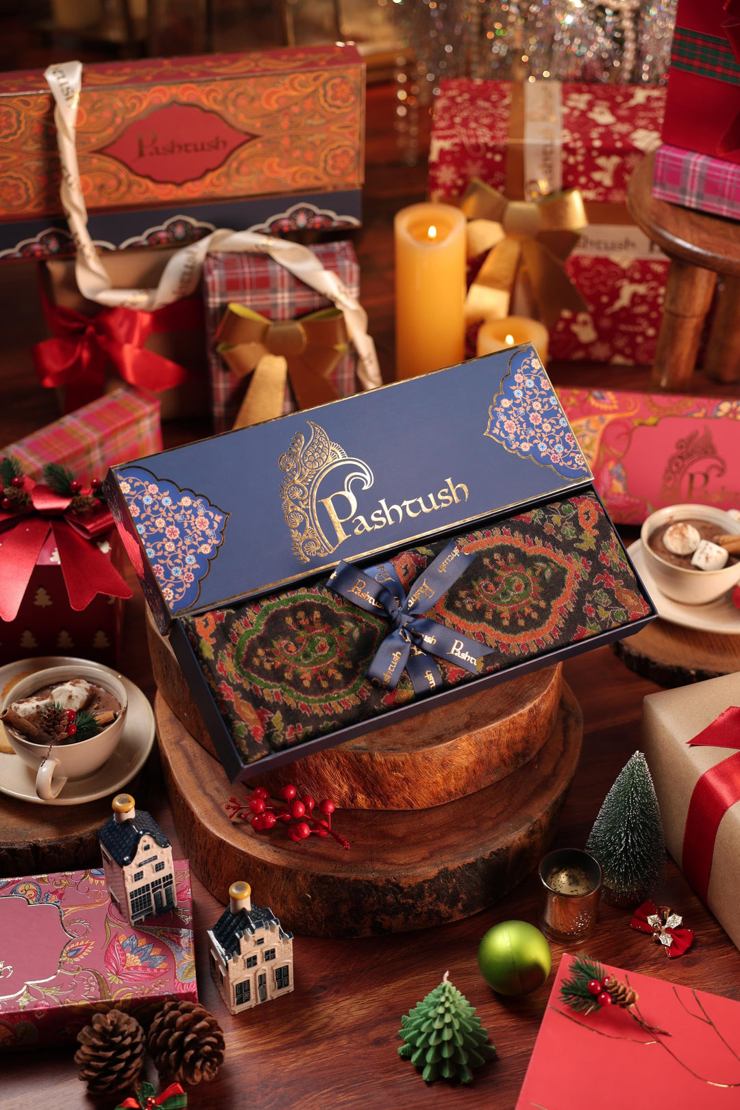 Pashtush India Gift Pack Pashtush Womens Ethnic Weave Shawl, Pure Wool With Woolmark Certificate, Black