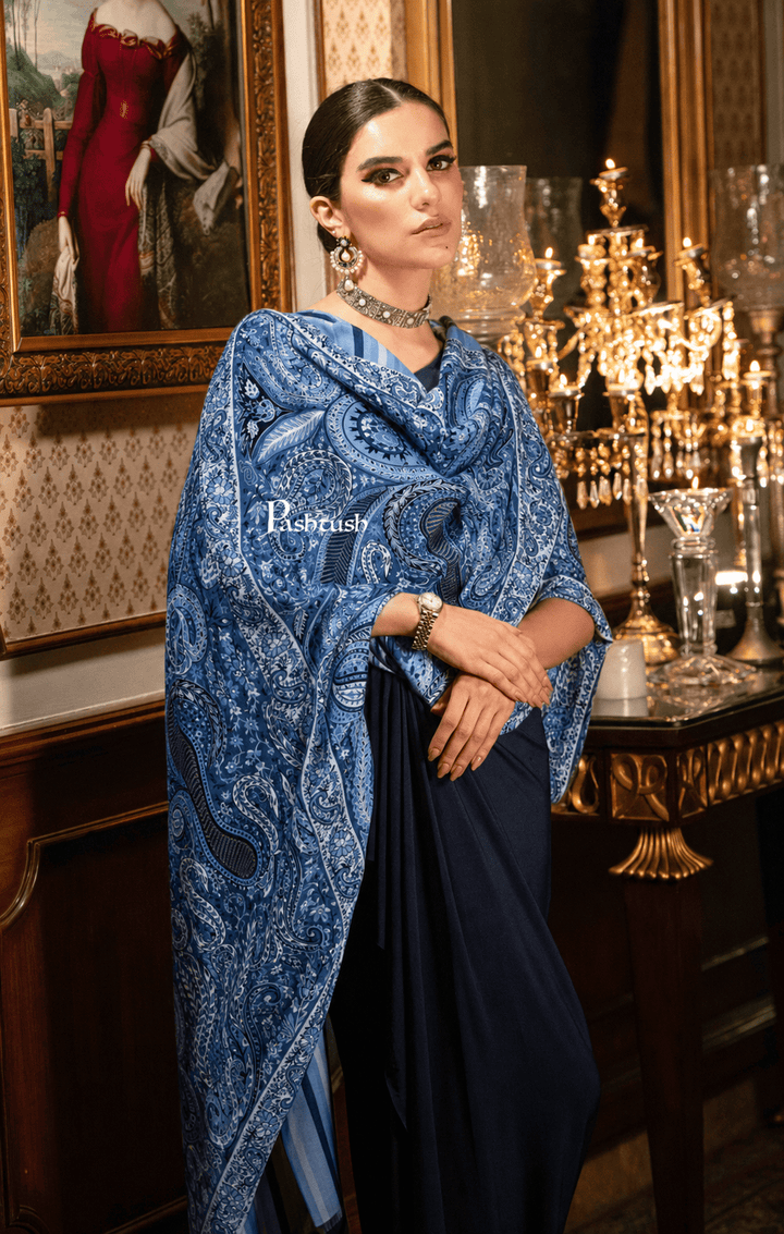 Pashtush India Womens Stoles and Scarves Scarf Pashtush Womens Extra Fine Soft Bamboo Stole, Azure Blue