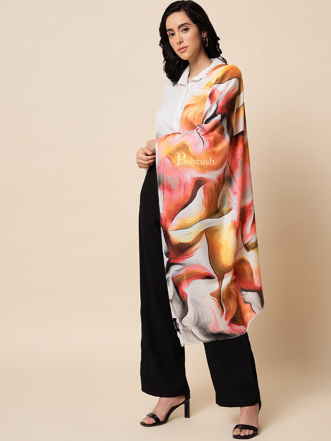 Pashtush India Womens Stoles and Scarves Scarf Pashtush Womens Extra Fine Soft Bamboo Stole, Multicolour