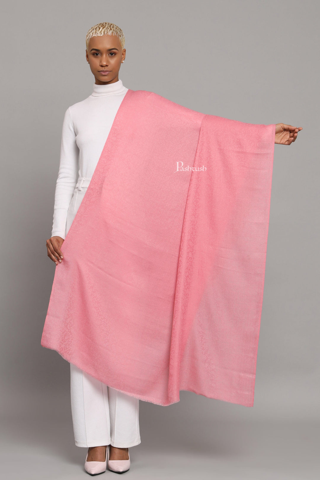Pashtush India Womens Shawls Pashtush Womens Extra Fine Wool Shawl,  Design, Pink