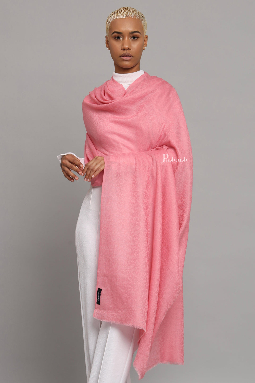 Pashtush India Womens Shawls Pashtush Womens Extra Fine Wool Shawl,  Design, Pink