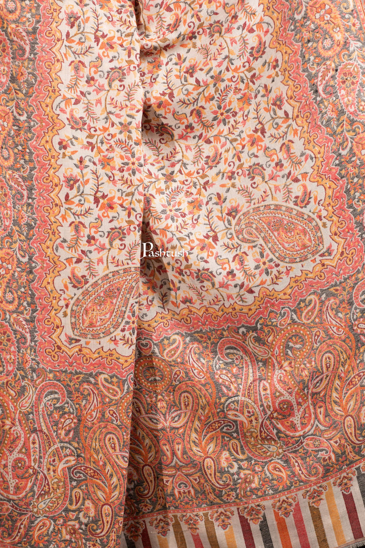 Pashtush India Womens Shawls Pashtush Womens Extra Fine Wool Shawl, Ethnic Weave Design, Sahara