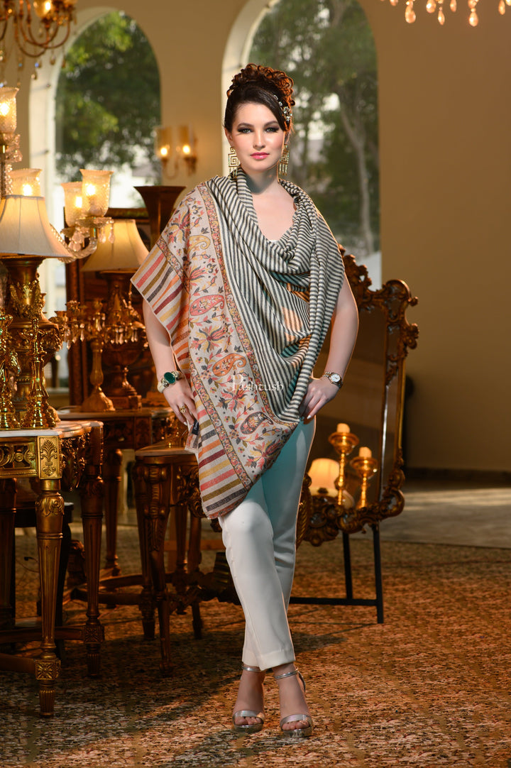 Pashtush India Womens Shawls Pashtush Womens Extra Fine Wool Shawl, Paisley Weave Design, Multicolour