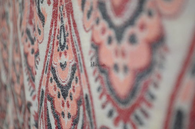 Pashtush India Womens Shawls Pashtush womens Extra Fine Wool shawl, Paisley Weave design, Peach