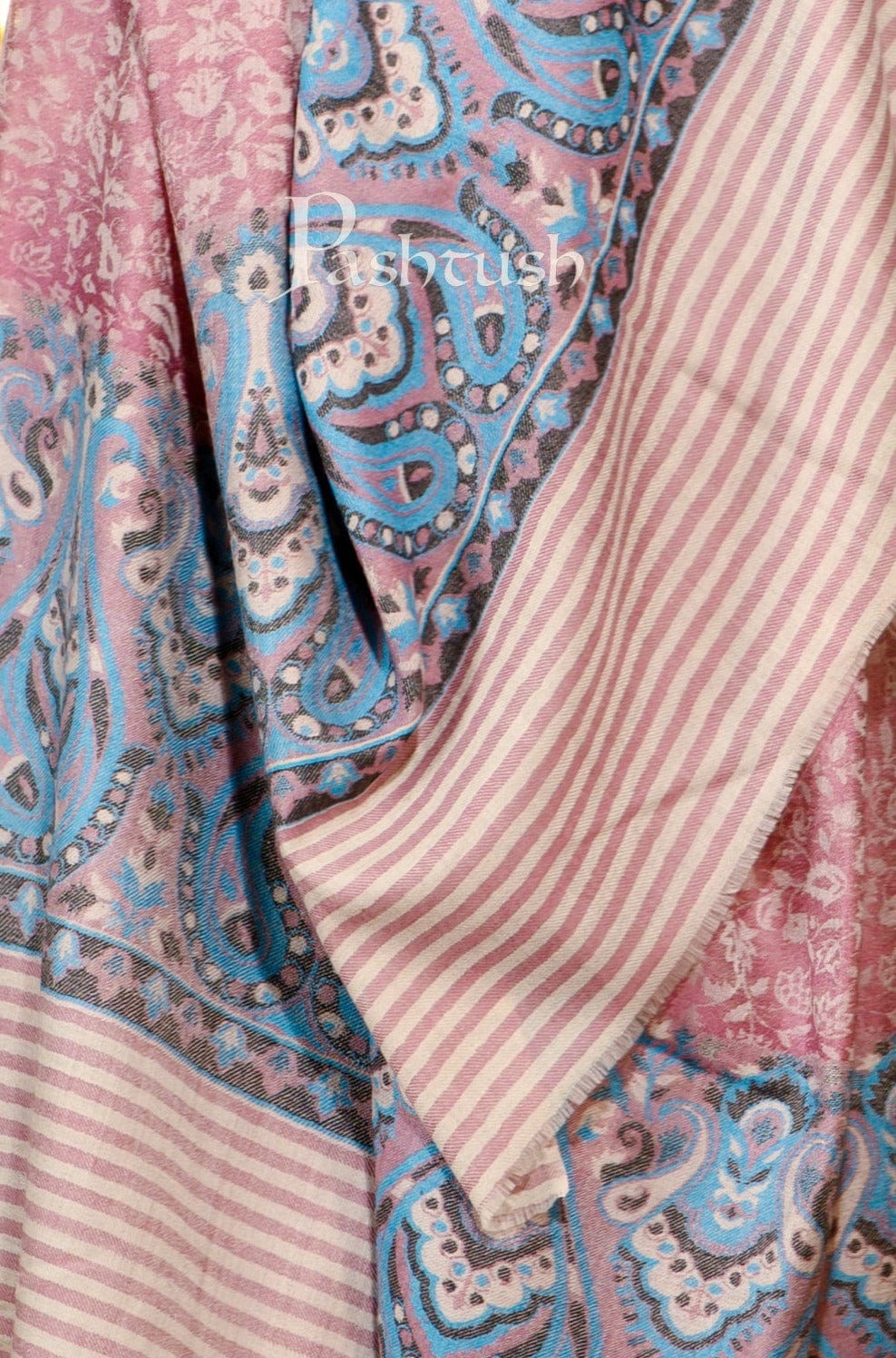Pashtush India Womens Shawls Pashtush Womens Extra Fine Wool Shawl, Paisley Weave Design, Peel Lilac
