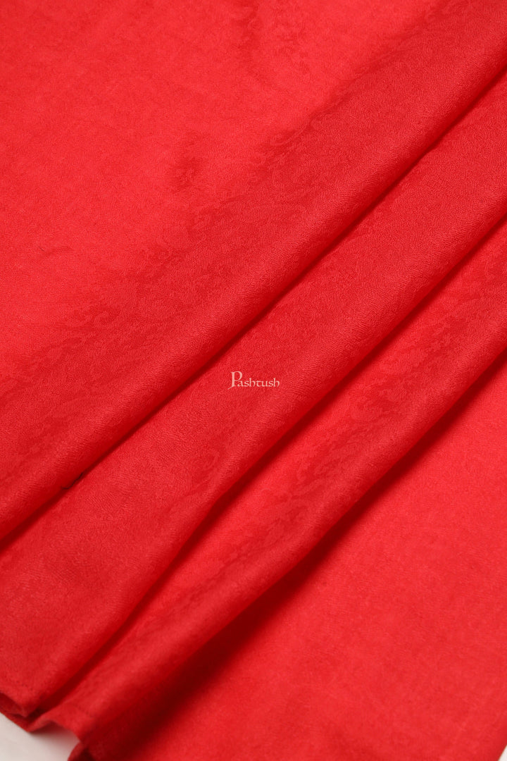 Pashtush India Womens Shawls Pashtush Womens Extra Fine Wool Shawl, Self Paisley Weave Design, Red