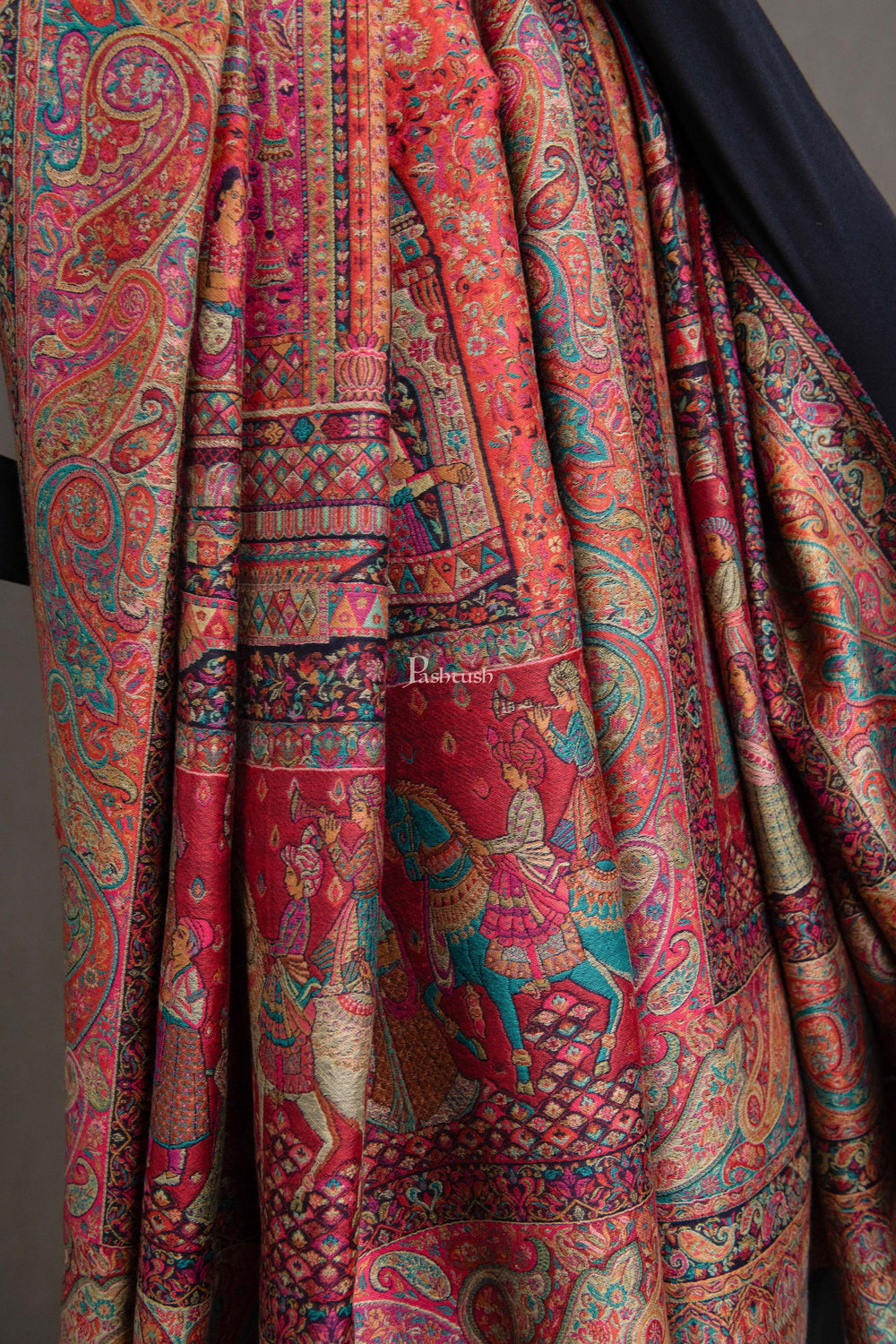 Pashtush India Womens Shawls Pashtush Womens Extra Fine Wool Shawl, The Doli Darbar - Royal Wedding Collection Design, Multicolour