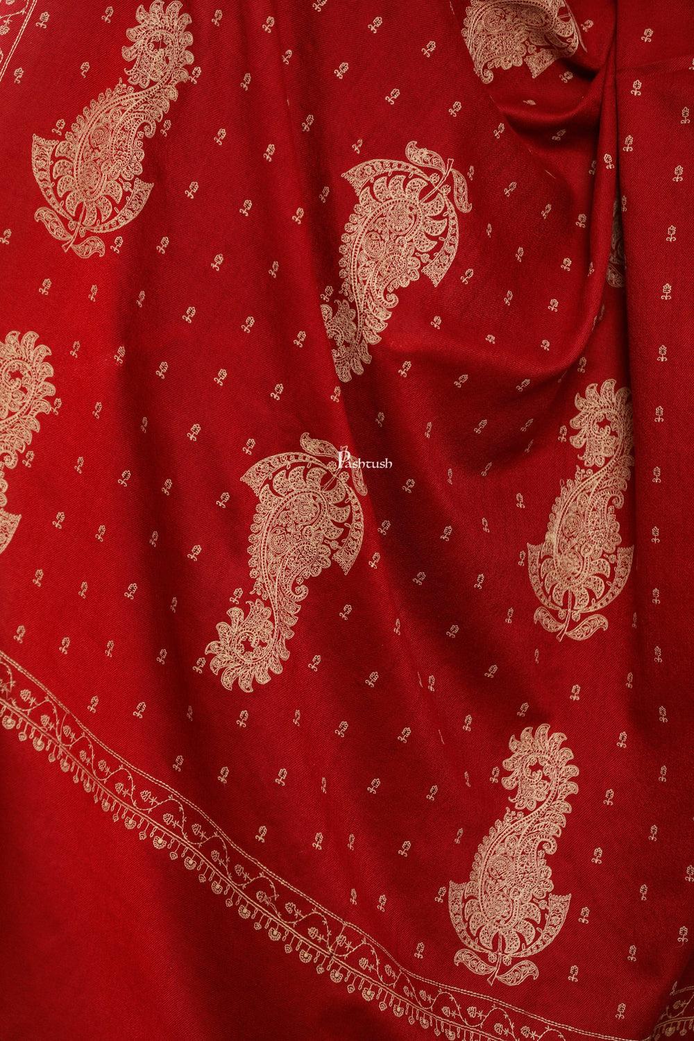 Pashtush India Womens Shawls Pashtush Womens Extra Fine Wool Shawl, Tone And Tone Ambi Design, Maroon
