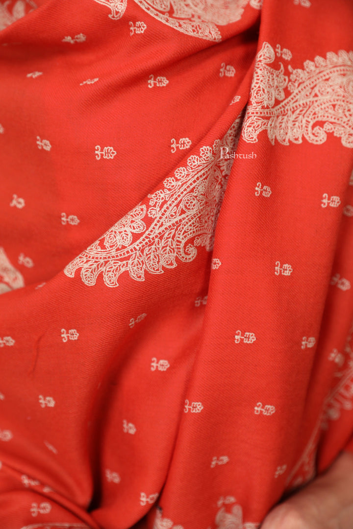 Pashtush India Womens Shawls Pashtush Womens Extra Fine Wool Shawl, Tone And Tone Ambi Design, Orange