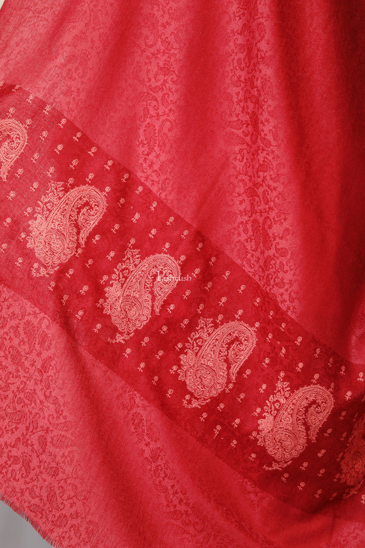 Pashtush India Womens Shawls Pashtush Womens Extra Fine Wool Shawl, Tone On Tone Embroidery Design, Pink