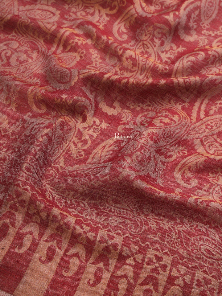 Pashtush India Womens Shawls Pashtush Womens Extra Fine Wool Shawl, Twilight Reversible Design, Maroon