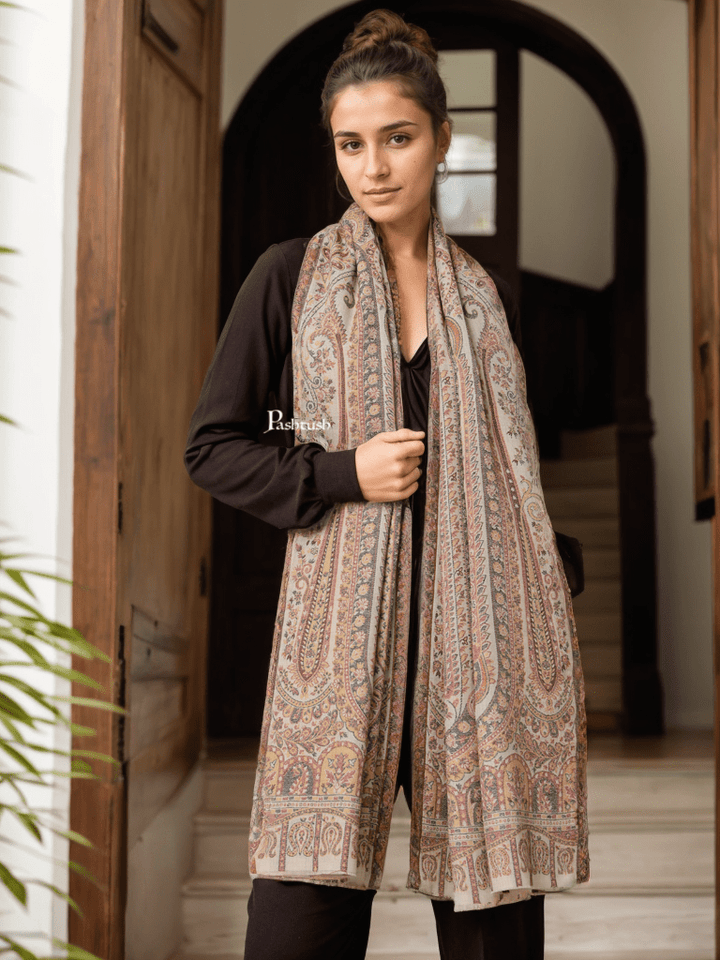 Pashtush India Womens Stoles and Scarves Scarf Pashtush womens Extra Fine Wool stole, beige
