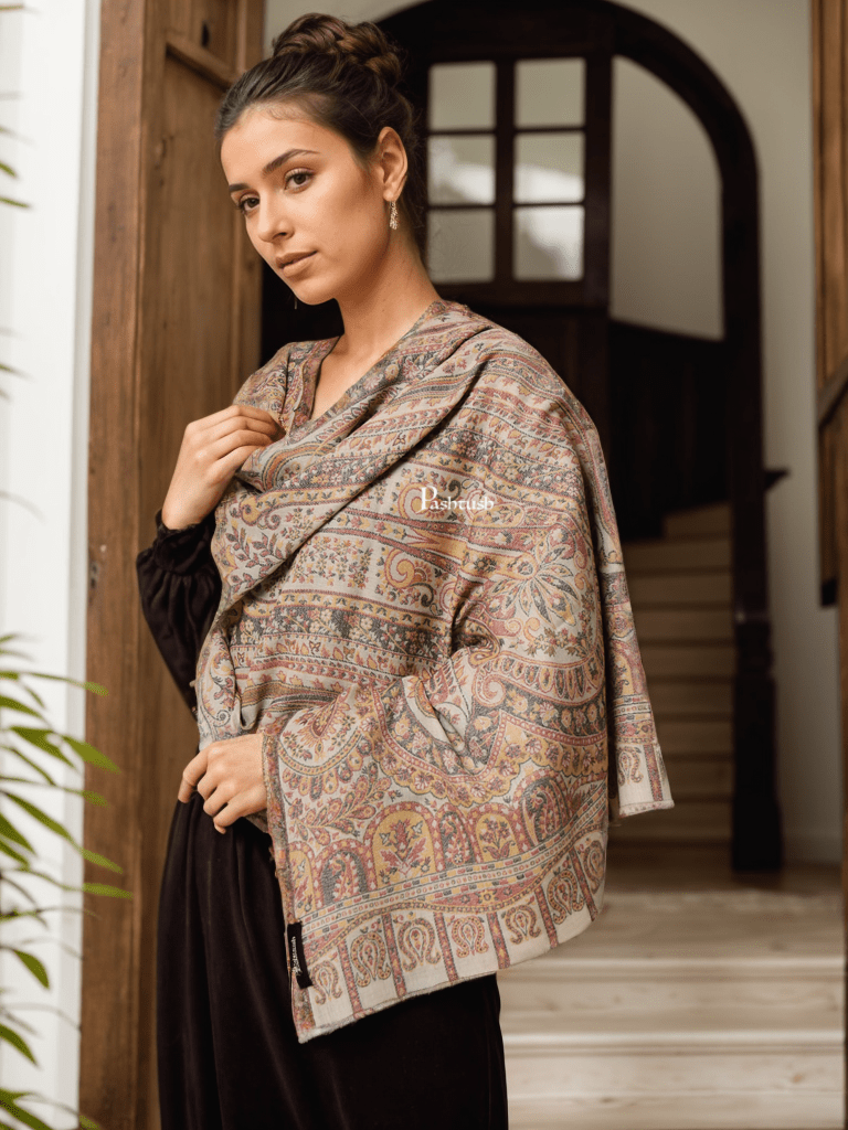 Pashtush India Womens Stoles and Scarves Scarf Pashtush womens Extra Fine Wool stole, beige