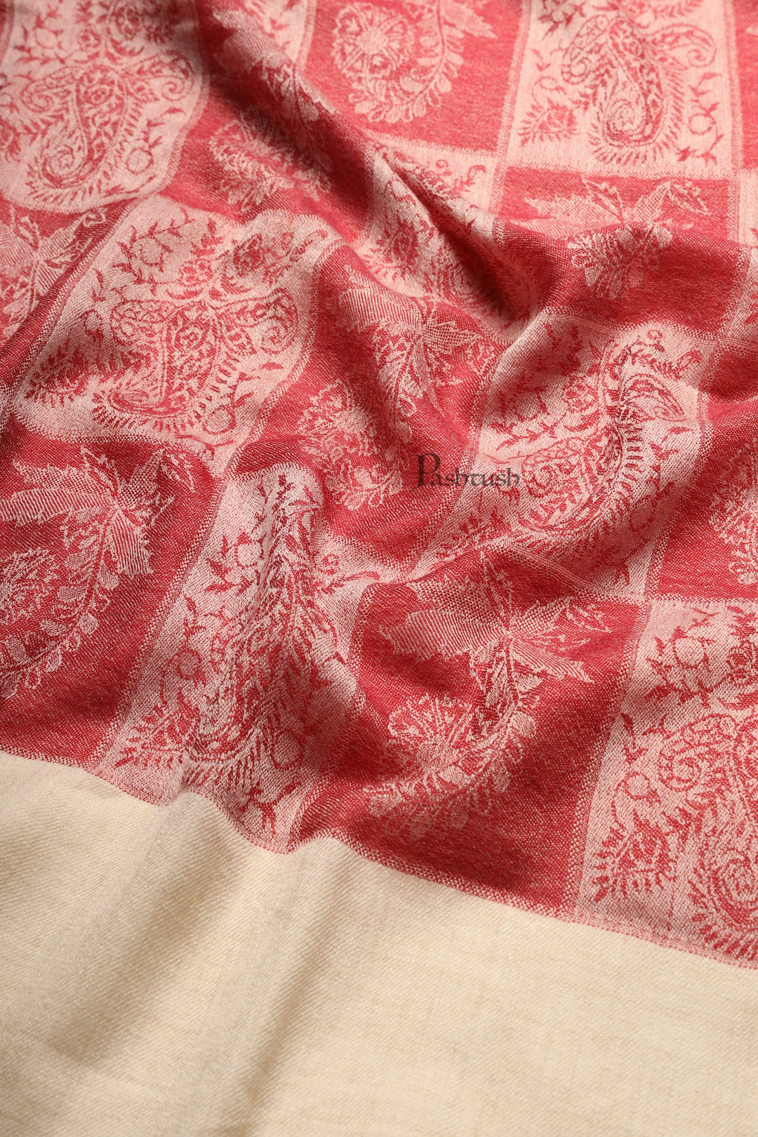 Pashtush India Womens Stoles and Scarves Scarf Pashtush Womens Extra Fine Wool Stole,  Design, Maroon