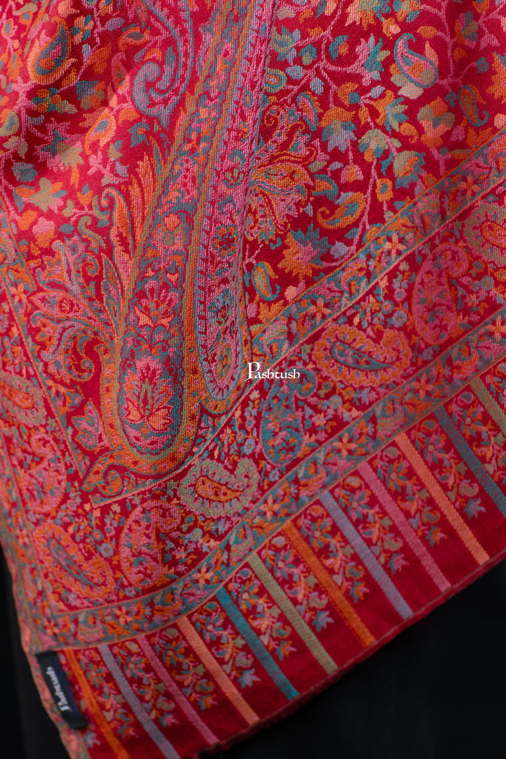 Pashtush India Womens Shawls Pashtush Womens Extra Fine Wool Stole, Paisley Weave Design, Crimson Maroon