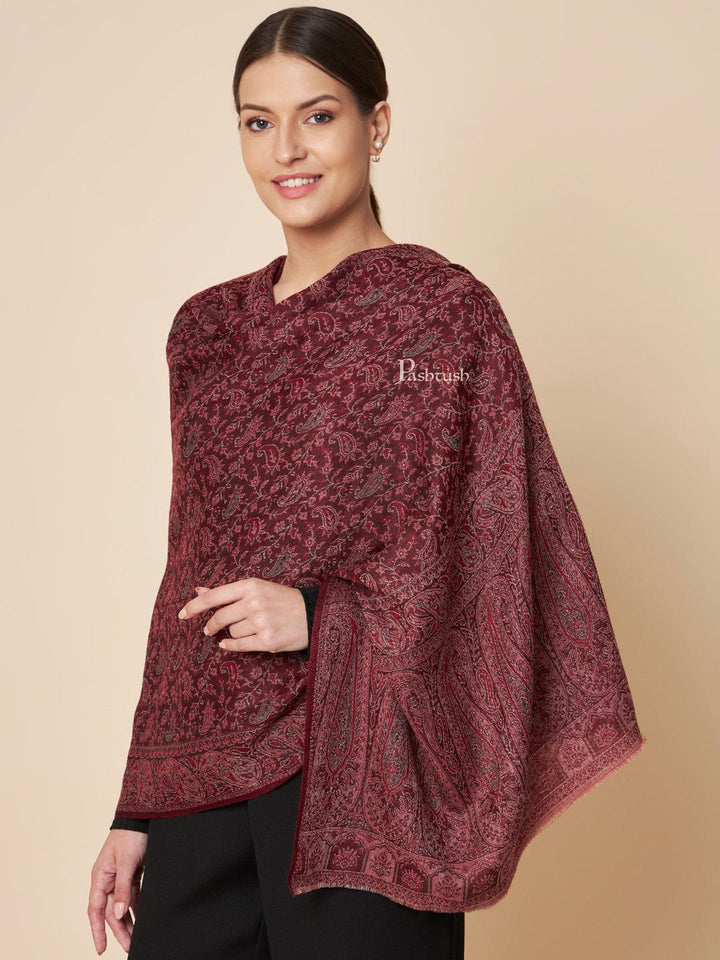 Pashtush India Womens Stoles and Scarves Scarf Pashtush Womens Extra Fine Wool Stole, Soft Paiseley  Design, Multicolour