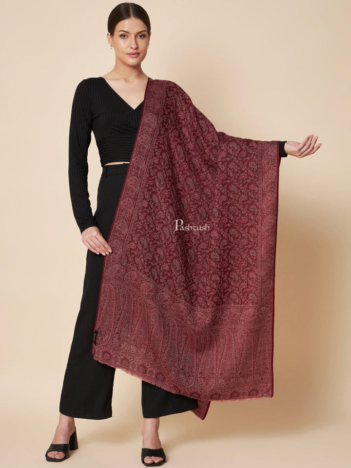 Pashtush India Womens Stoles and Scarves Scarf Pashtush Womens Extra Fine Wool Stole, Soft Paiseley  Design, Multicolour