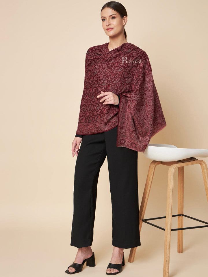 Pashtush India Womens Stoles and Scarves Scarf Pashtush Womens Extra Fine Wool Stole, Soft Paiseley  Design, Multicolour