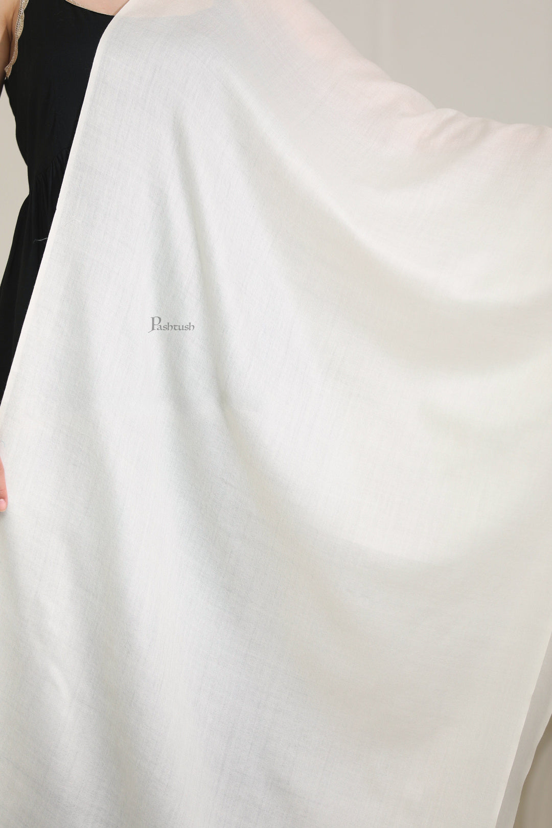 Pashtush India Womens Stoles Pashtush Womens Extra Fine Wool Stole, Solid Plain Design, Ivory