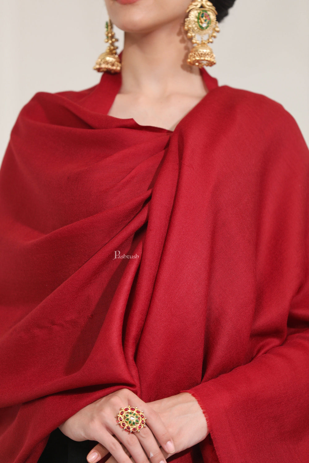 Pashtush India Womens Stoles Pashtush Womens Extra Fine Wool Stole, Solid Plain Design, Maroon