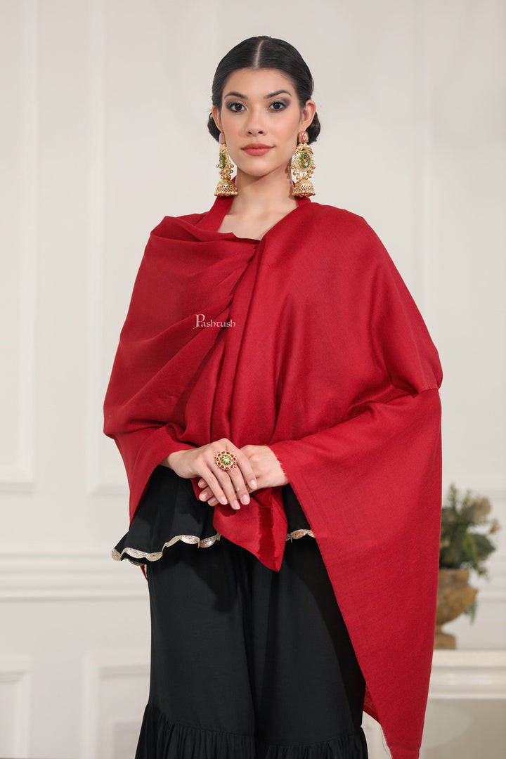 Pashtush India Womens Stoles Pashtush Womens Extra Fine Wool Stole, Solid Plain Design, Maroon