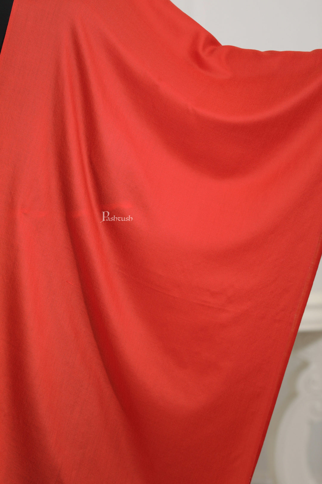 Pashtush India Womens Stoles Pashtush Womens Extra Fine Wool Stole, Solid Plain Design, Rust