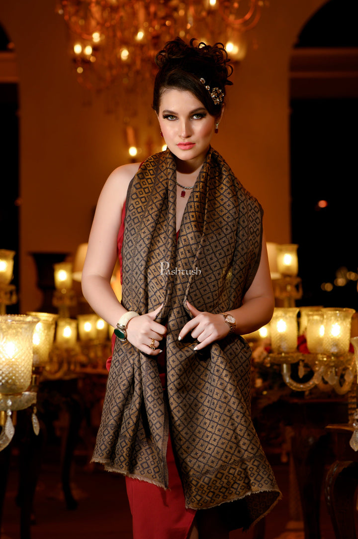 Pashtush India Womens Stoles and Scarves Scarf Pashtush Womens Extra Fine Wool Stole, Twilight Collection Reversible Design, Blue