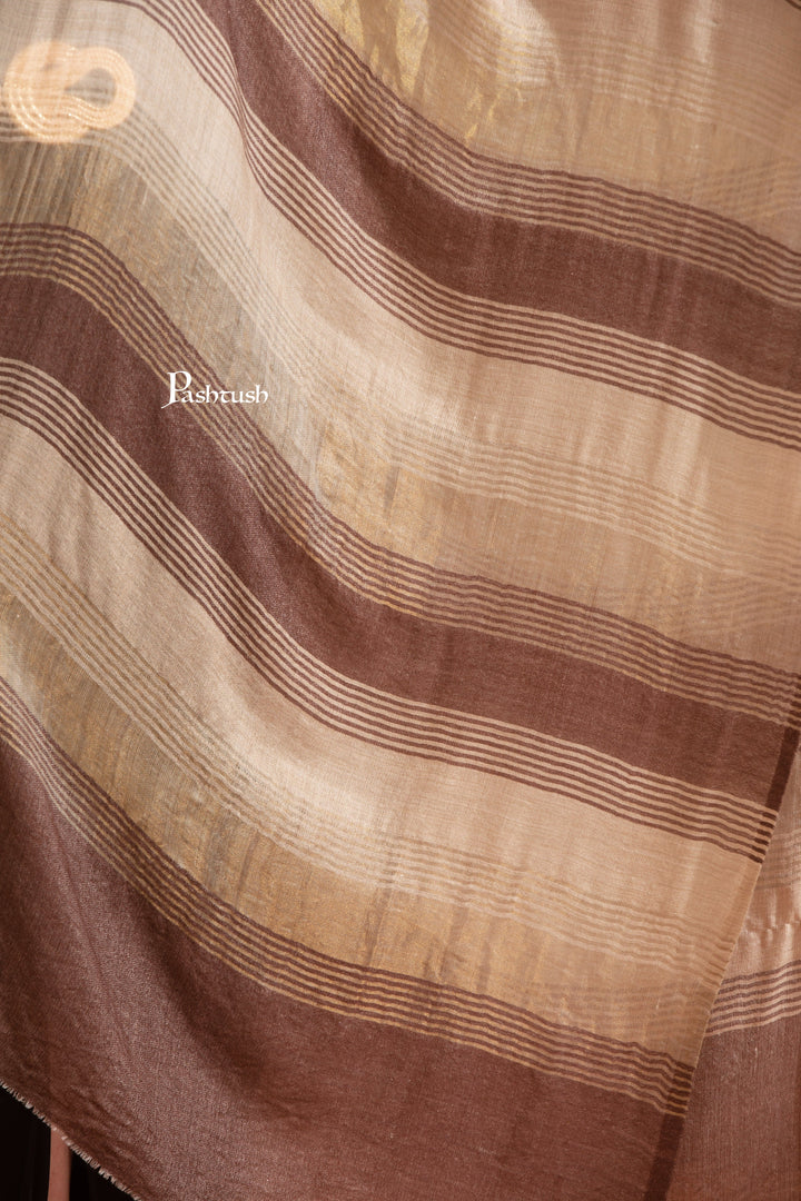 Pashtush India Womens Stoles and Scarves Scarf Pashtush Womens Extra Fine Wool Stole, Twilight Collection, Shimmery Weave Design, Espresso Brown