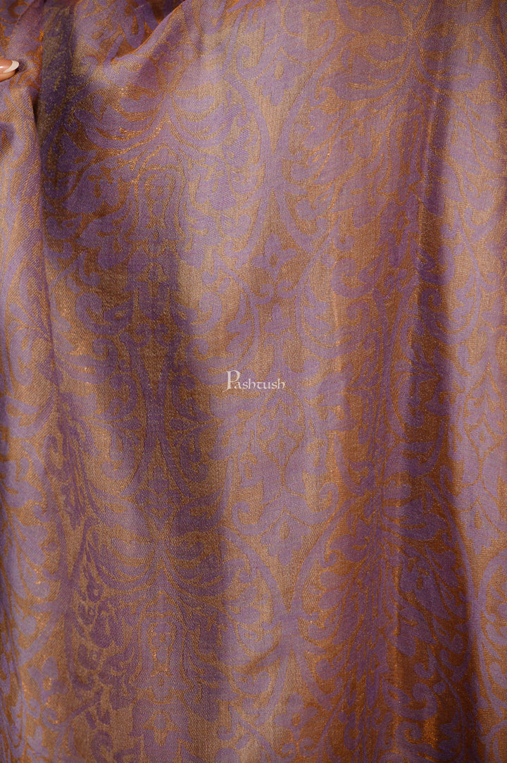 Pashtush India Womens Stoles and Scarves Scarf Pashtush Womens Extra Fine Wool twilight Stole With Zari Thread Weave, Grey