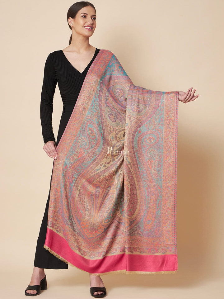 Pashtush India Womens Shawls Pashtush Womens Extra Soft Bamboo Shawl, Extra Soft Jamawar Paisley Design, Multicolour