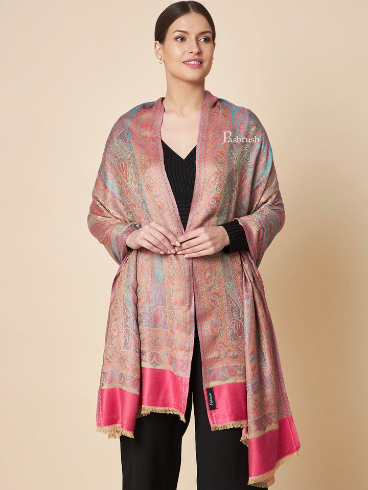 Pashtush India Womens Shawls Pashtush Womens Extra Soft Bamboo Shawl, Extra Soft Jamawar Paisley Design, Multicolour