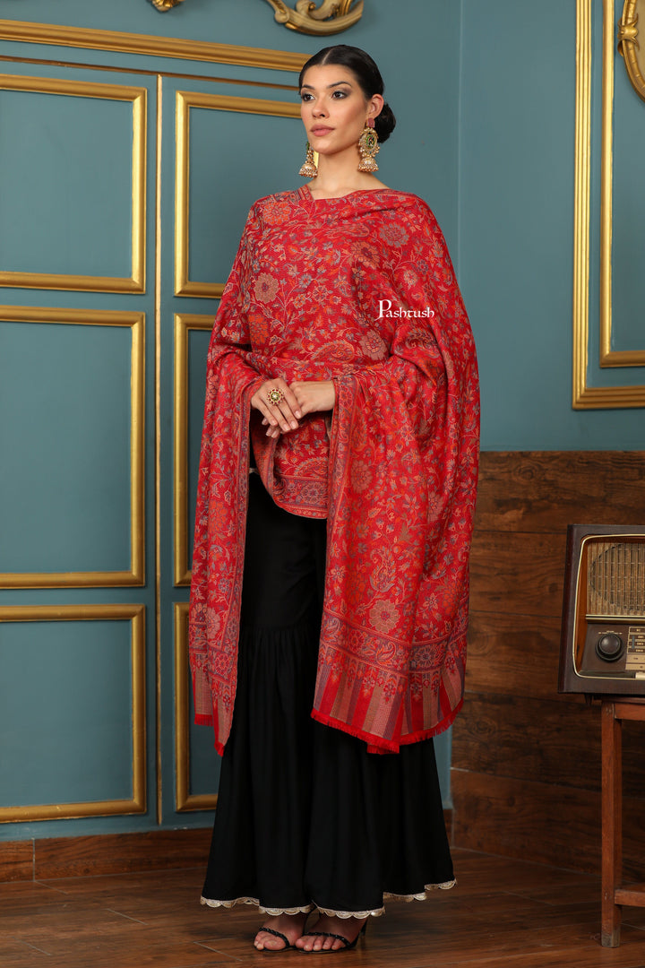 Pashtush India Womens Shawls Pashtush Womens Extra Soft Bamboo Shawl, Paisley  Design, Red