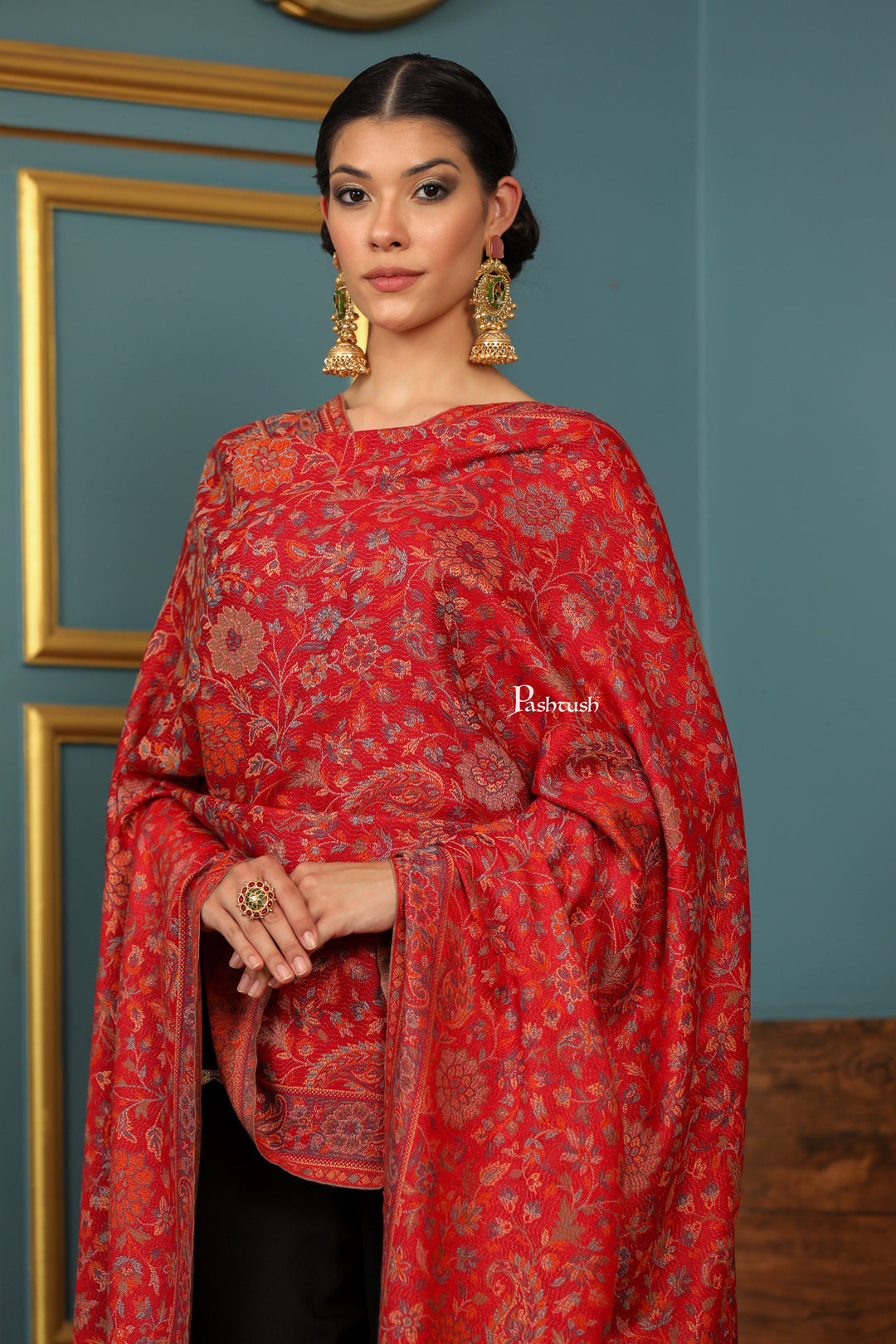 Pashtush India Womens Shawls Pashtush Womens Extra Soft Bamboo Shawl, Paisley  Design, Red
