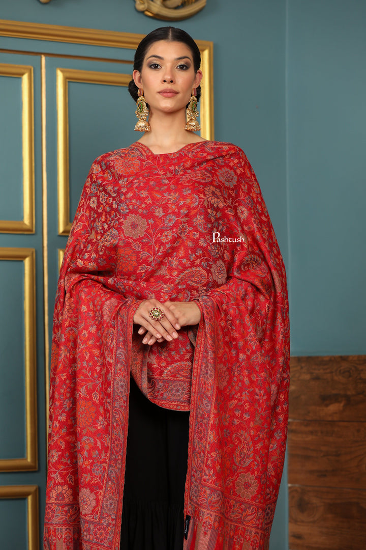 Pashtush India Womens Shawls Pashtush Womens Extra Soft Bamboo Shawl, Paisley  Design, Red
