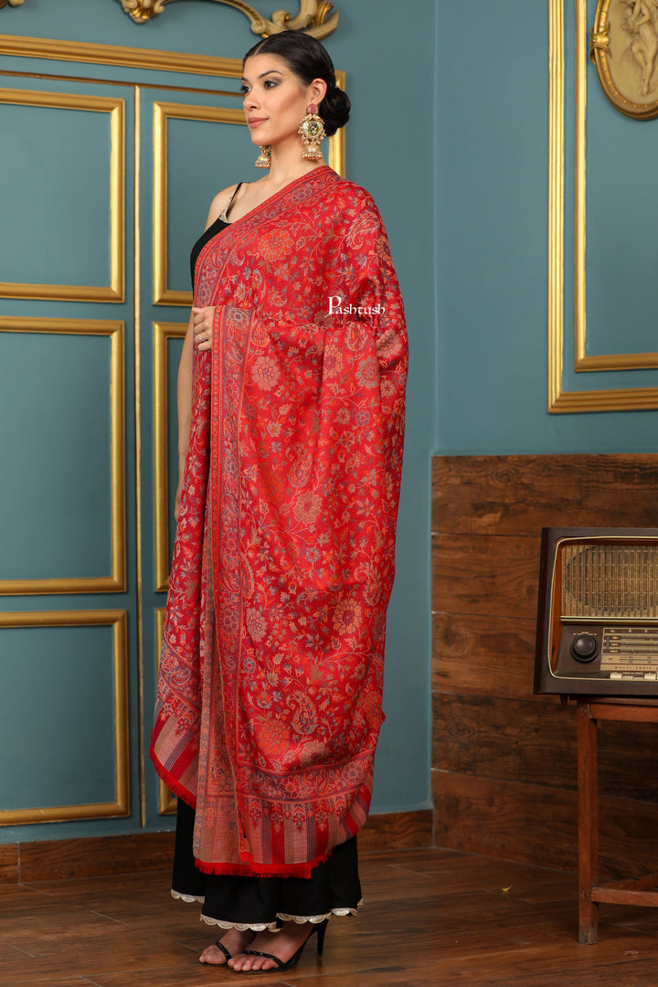 Pashtush India Womens Shawls Pashtush Womens Extra Soft Bamboo Shawl, Paisley  Design, Red