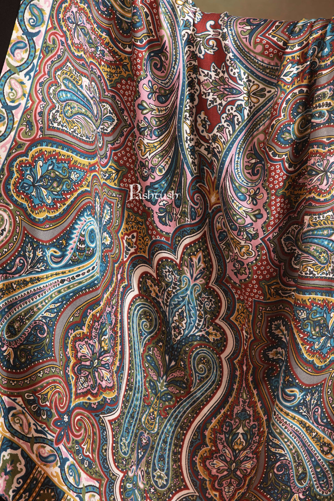 Pashtush India Womens Shawls Pashtush Womens Extra Soft Bamboo Shawl, Printed Paisley Design, Multicolour