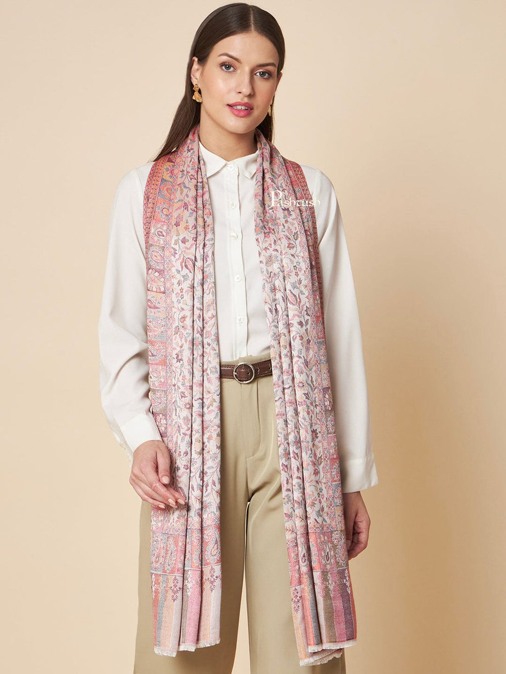 Pashtush India Womens Stoles and Scarves Scarf Pashtush Womens Extra Soft Bamboo Stole, Ethnic  Design, Multicolour