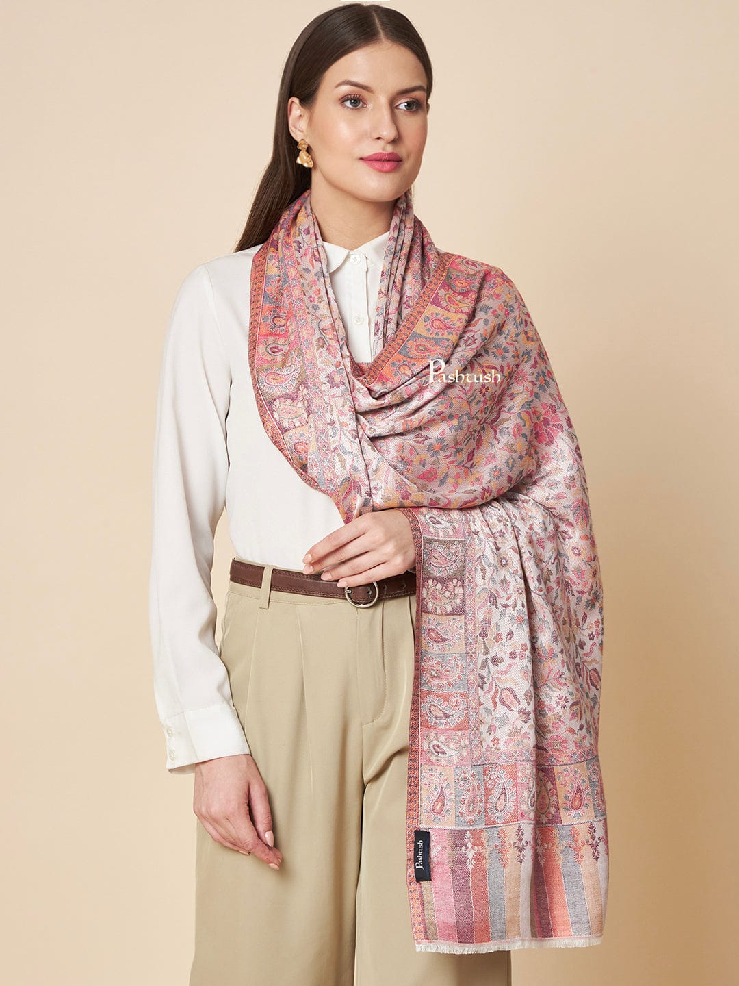 Pashtush India Womens Stoles and Scarves Scarf Pashtush Womens Extra Soft Bamboo Stole, Ethnic  Design, Multicolour