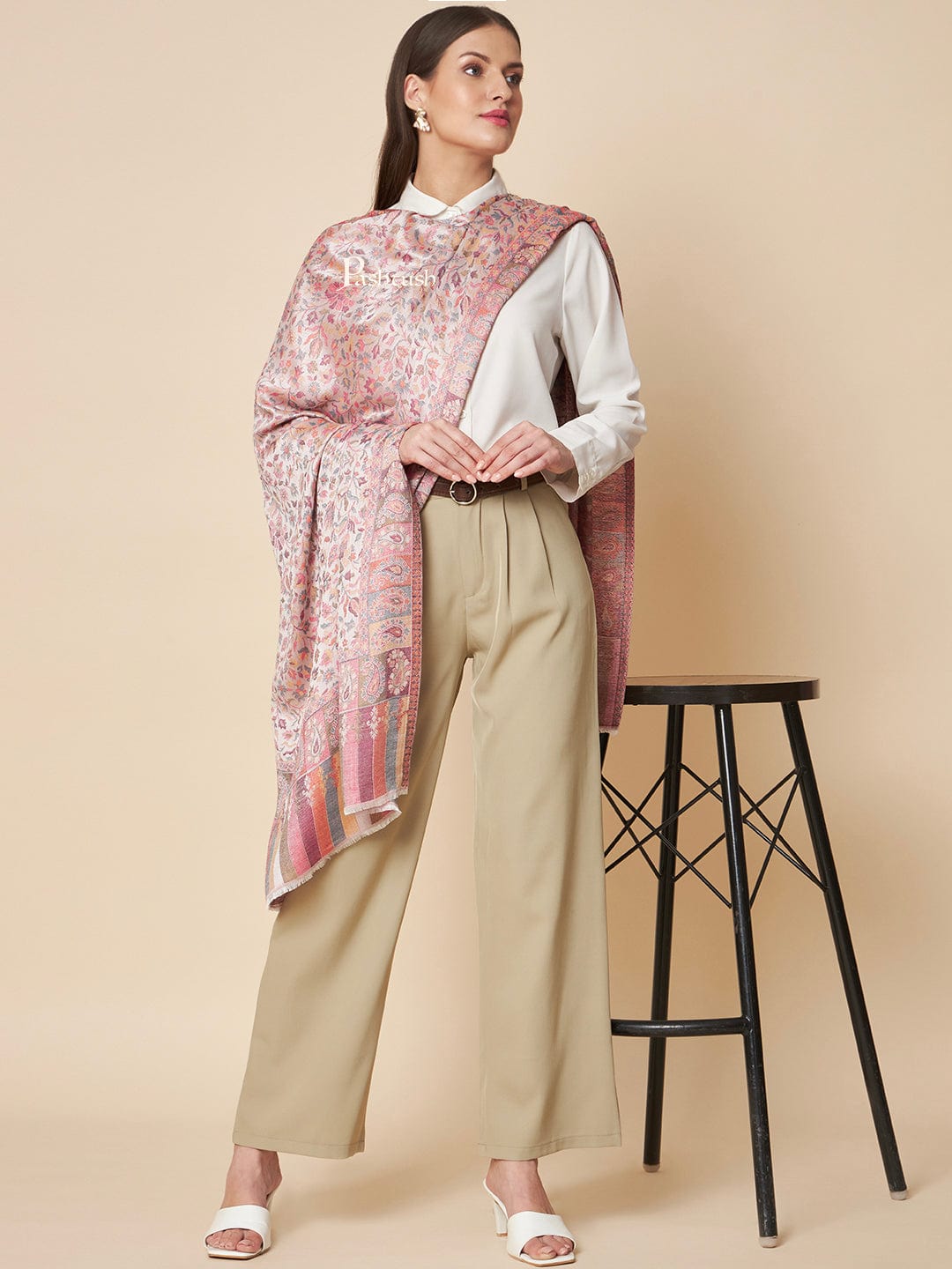 Pashtush India Womens Stoles and Scarves Scarf Pashtush Womens Extra Soft Bamboo Stole, Ethnic  Design, Multicolour