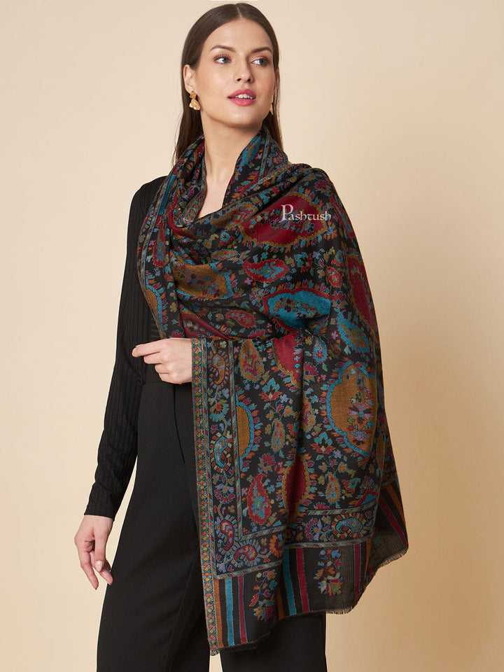 Pashtush India Womens Stoles and Scarves Scarf Pashtush Womens Extra Soft Bamboo Stole, Ethnic  Woven Jaal Design, Multicolour