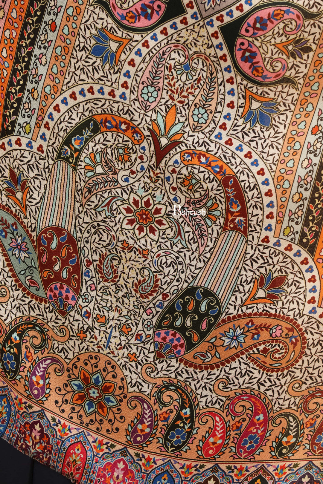 Pashtush India Womens Stoles Pashtush Womens Extra Soft Bamboo Stole, Printed Paisley Design, Multicolour