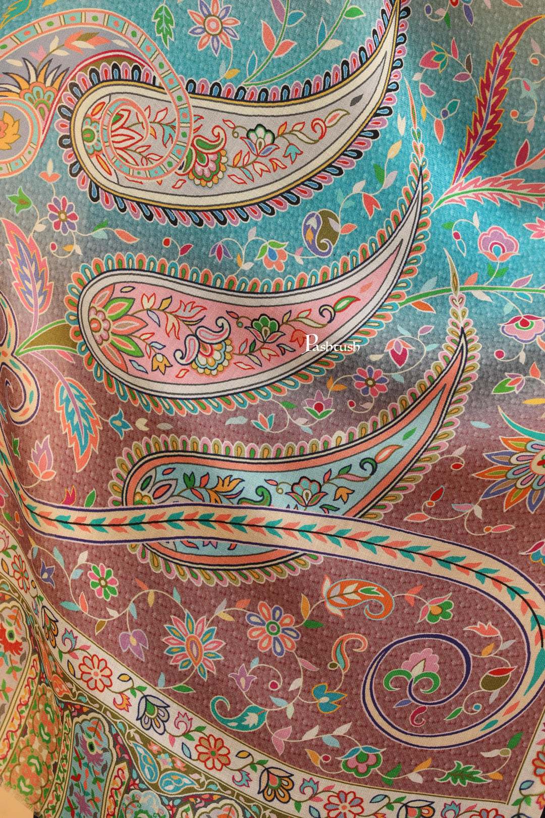 Pashtush India Womens Stoles Pashtush Womens Extra Soft Bamboo Stole, Printed Paisley Design, Multicolour