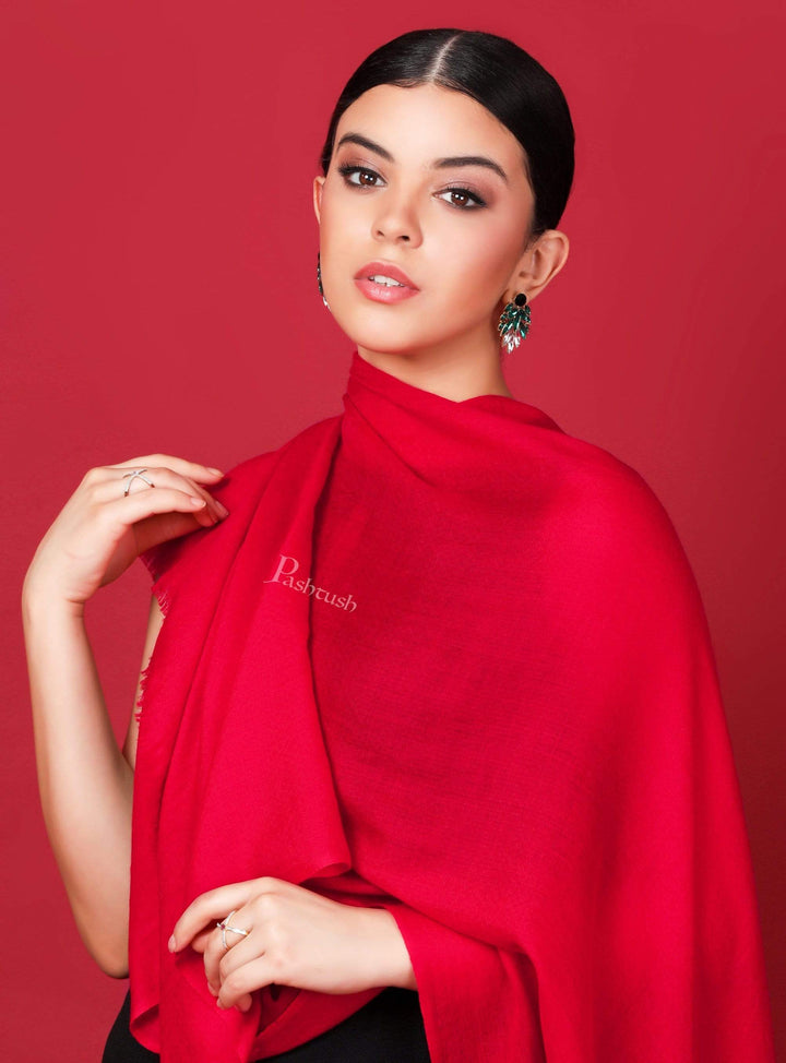 Pashtush Shawl Store Stole Pashtush Womens Cashmere Pashmina Scarf, Diamond Weave, Deep Majenta